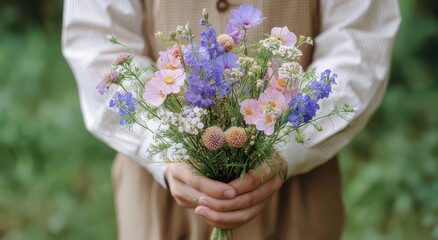 Handheld Bouquet of Colorful Wildflowers