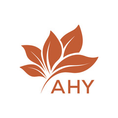 Elegant Botanical Leaf Logo Design with AHY Text . AHY Letter logo .
