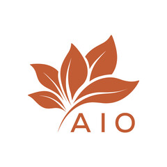 Elegant Botanical Leaf Logo Design with AIO Text . AIO Letter logo .
