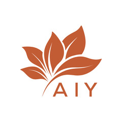 Elegant Botanical Leaf Logo Design with AIY Text . AIY Letter logo .
