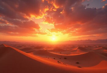 vibrant desert dunes sunset majestic sky sand landscape texture warm colors horizon, textures, colorful, dramatic, scenic, evening, light, peaceful, nature