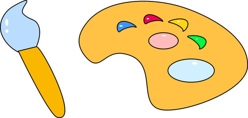 Colorful Art Palette and Paintbrush Vector Illustration for Creative Design, Drawing Tools, Painting, and Education Projects