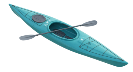 Isolated turquoise kayak