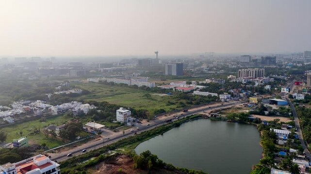 Aerial view of Chennai Kelambakkam's location along the OMR corridor a vital link to Chennai's IT hub and well-connected to other parts of the city East Coast Road (ECR) and Vandalur-Kelambakkam Road.