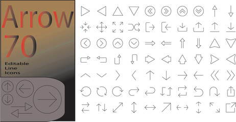 Arrow line editable icon set. Editable stroke. Vector illustration	
