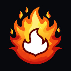 Burning Fire Flame Icon with White Center