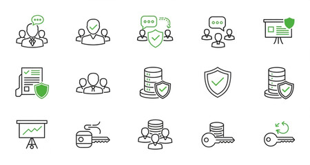 Data Security Icons: Teamwork, Protection, and Secure Finance | Data Security Graphics for Presentations, Websites, and Marketing Materials