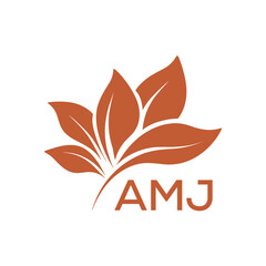 Elegant Botanical Leaf Logo Design with AMJ Text . AMJ Letter logo .
