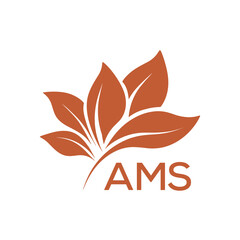 Elegant Botanical Leaf Logo Design with AMS Text . AMS Letter logo .
