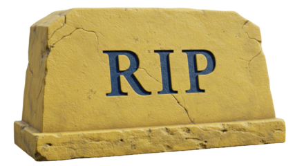 Isolated Gravestone with RIP Inscription on White Background