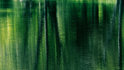 Reflets abstraits sur l’étang au fil de l’eau