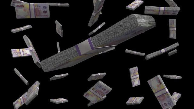 Experience the thrill of falling CFA Franc banknotes in slow motion