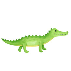 Fototapeta premium Cute green crocodile illustration with friendly expression