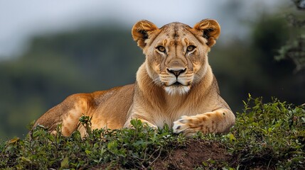 Fototapeta premium Lioness in natural habitat