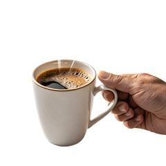 hand holding coffee on transparent background png