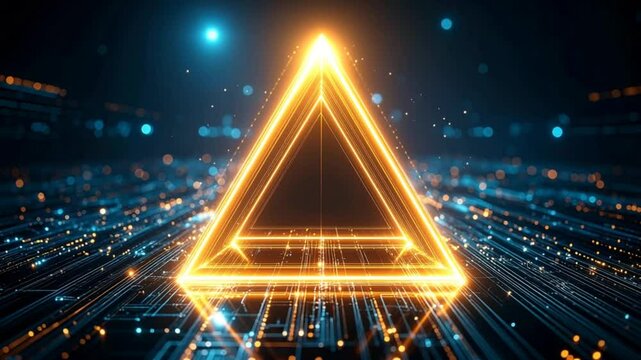 Abstract golden pyramid digital design