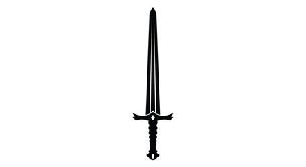 Elegant Black Sword Silhouette on White Background for Fantasy Designs
