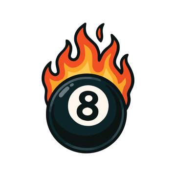 recommend clip art: Hot Billiard Ball Number Eight fire logo silhouette pool ball club Vector illustration