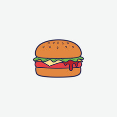 Colorful cartoon hamburger illustration perfect for kids’ designs, menus, t-shirts, and playful branding. High-quality, fun, and eye-catching clipart.