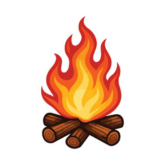 Burning campfire flame vector clipart illustration