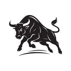 Angry Wild Bull Silhouette Bullhorn Silhouette vector illustration