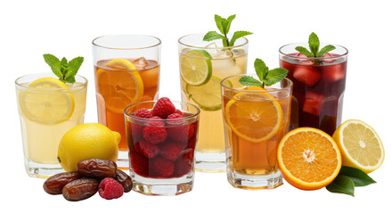 Isolated selection of infused waters and juices