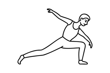 Male dancer in a low lunge pose line art illustration