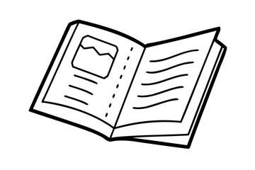 Open book outline simple line drawing illustration