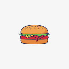 Colorful cartoon hamburger illustration perfect for kids’ designs, menus, t-shirts, and playful branding. High-quality, fun, and eye-catching clipart.