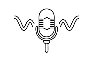 Retro microphone icon sound waves audio recording podcast broadcast