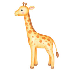 Fototapeta premium Cute giraffe illustration with watercolor style