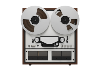 PNG cut out isolated background. Vintage Open Reel Tape Deck Recorder. 
