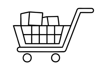 Shopping cart icon line art simple minimalist design