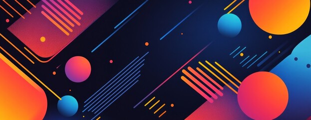 Vibrant Abstract Background with Colorful Circles and Geometric Lines