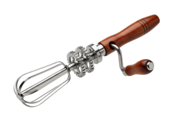 PNG cut out isolated background. Vintage Hand Crank Egg Beater. 
