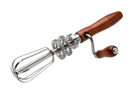 PNG cut out isolated background. Vintage Hand Crank Egg Beater. 
