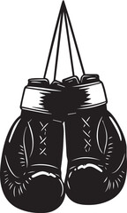 Boxing Gloves Hanging Vector Clipart Silhouette Sports Graphic Illustration