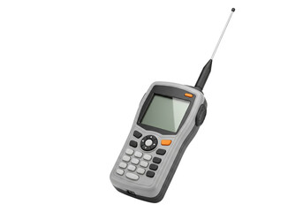 PNG cut out isolated background. Vintage Satellite Phone with Antenna.
