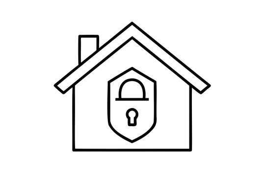 Home security system icon house lock safety protection