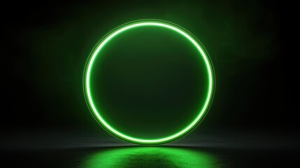 Obraz premium Neon green circle in a dark background