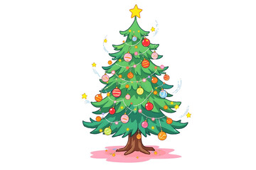 Fototapeta premium Christmas tree decorated with string lights and surrounded by presents