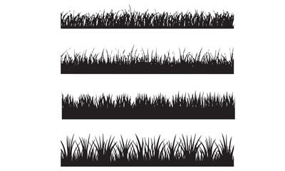 Grass. Collection of grass vector illustrations in flat style. green leaf
