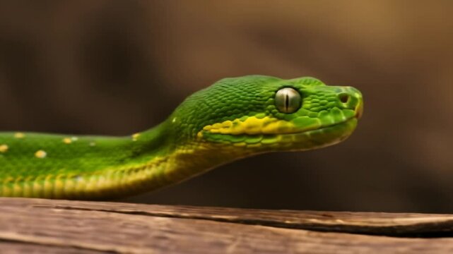 Green tree pythons on branch