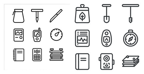 Gardening and navigation tools icons for digital and print use