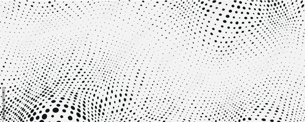 Poster Abstract halftone background with wavy surface on white background