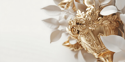 Elegant Gold Decor & White Floral Arrangement: Background Texture for Design Projects