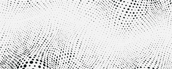 Abstract halftone background with wavy surface on white background