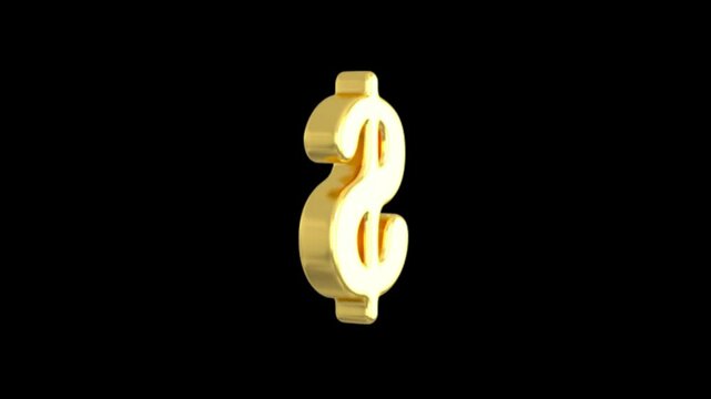 Rotating Gold Dollar Symbol Animation