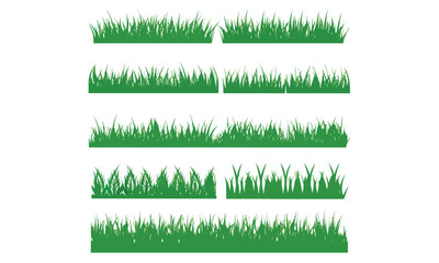 Grass. Collection of grass vector illustrations in flat style. green leaf