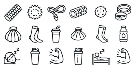 Fitness and wellness icons set for health and exercise designs